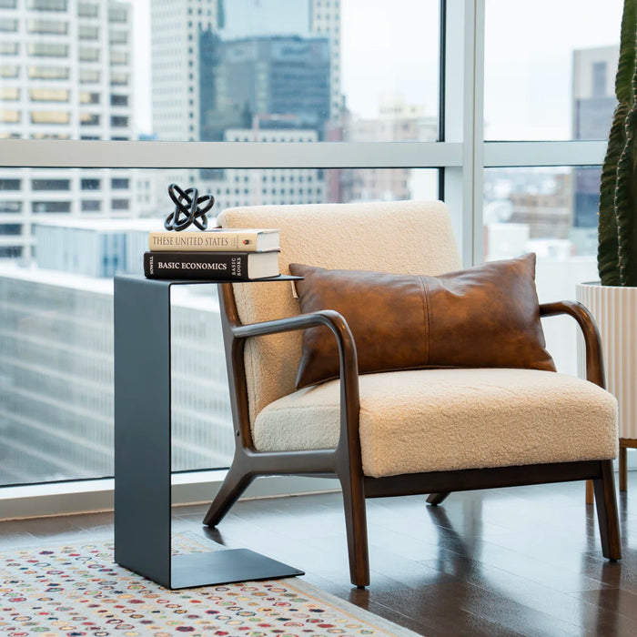 Side Table C-Shape Solid Metal - Size 24" H x 12" W x 12" D, Colour Black, Total Number of Pieces Included Set of 1 - MNZA1003