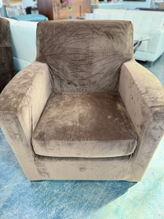 Brown Suede Slipcovered Armchair