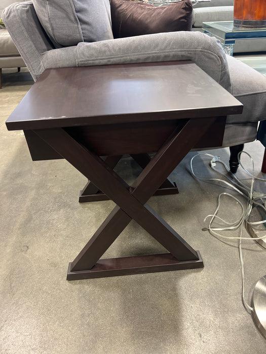Espresso Wooden Side Table with Cross Legs
