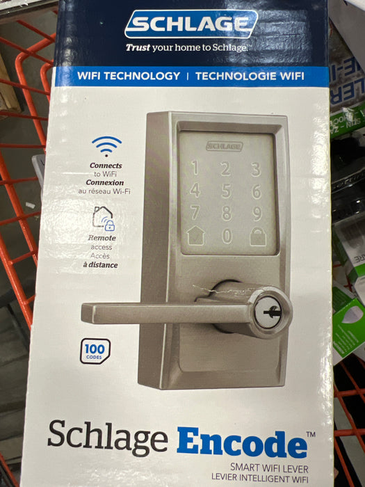 Schlage Encode Smart Lock Wifi Lever Century Satin Nickel (new)