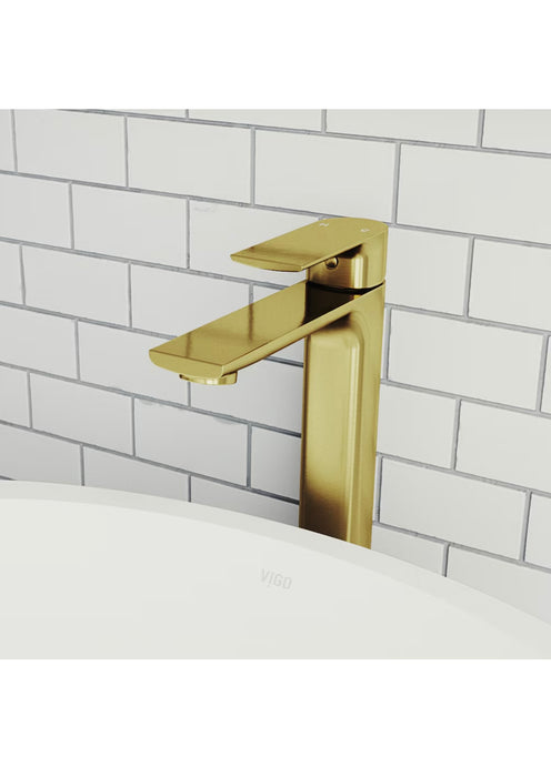 VIGO Norfolk Single Hole Single-Handle Vessel Bathroom Faucet in Matte Brushed Gold (new)