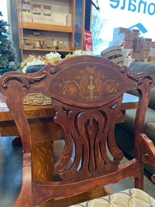 Antique Reupholstered Wood Armchair (new)