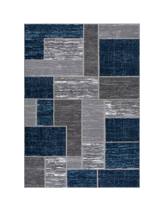 L'Baiet Verena Blue Geometric Indoor Area Rug (new)
