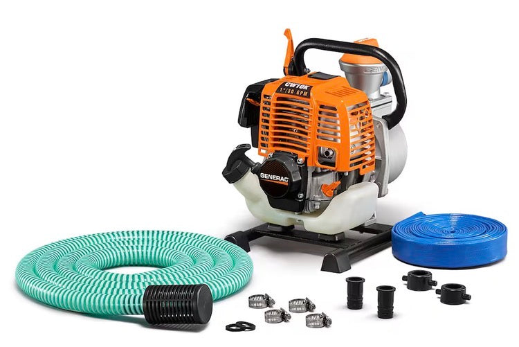 Generac 2HP 1 In. Gas Powered Clean Water Pump with Hose Kit (new)