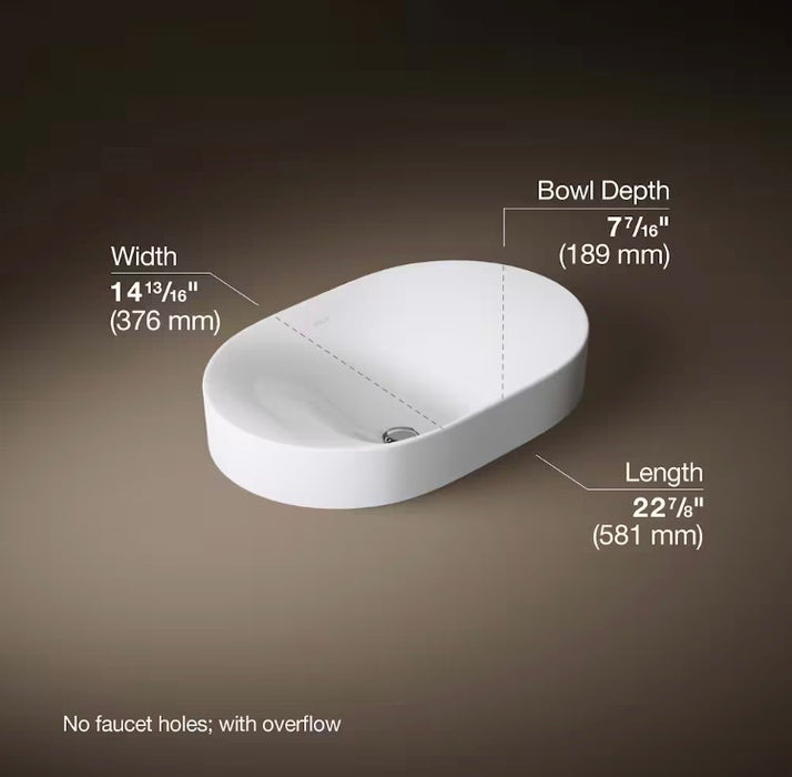 KOHLER Chalice 22.75-Inch Oval Vessel Bathroom Sink in White