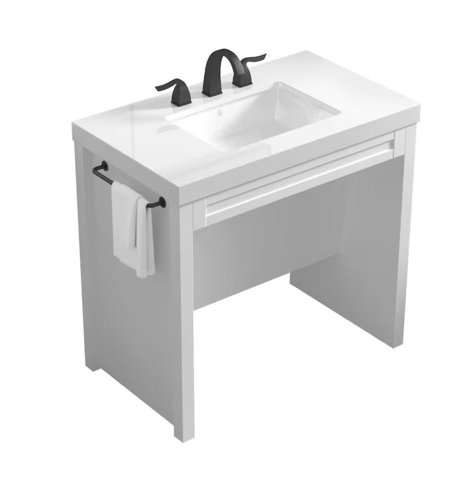 Glacier Bay Hartney ADA 35.4 inch W x 21 inch D x 34 inch H Vanity in White with Engineered Top/Ceramic Sink (New)