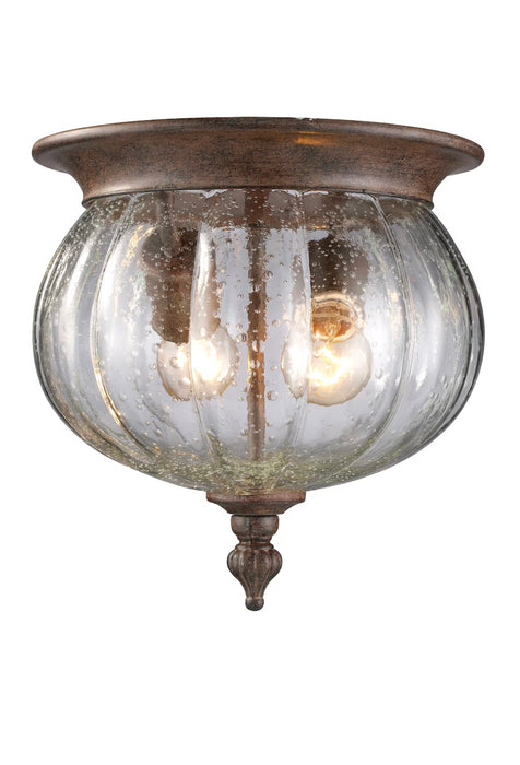 Z-Lite Z-Lite Belmont Nautical Weathered Bronze & Seedy Glass 2 Light 10 inch Outdoor Flush Mount Light (New)