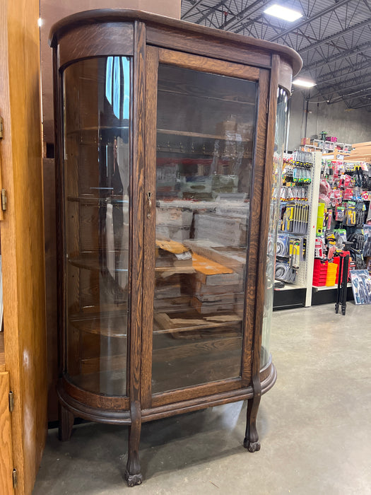 Antique Wooden Curio Cabinet with Claw Feet (used)