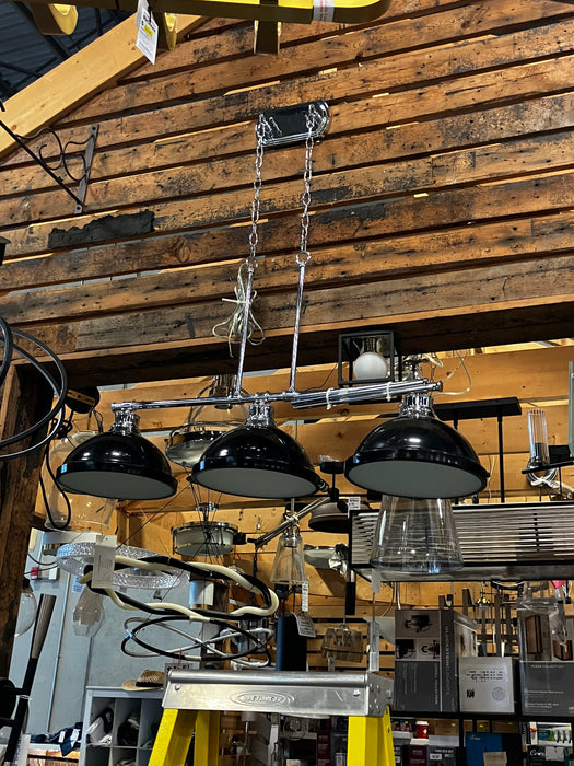 Duncan 3-Light Pewter Pendant with Black Shade