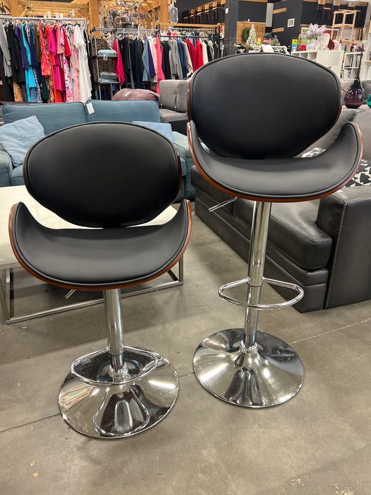 HOMCOM Bar Stools Set of 2 with Curved Back, Footrest, Black