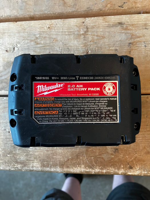 Milwaukee Tool 18V M18 Lithium-Ion Compact (CP) 2.0 Ah REDLITHIUM Battery (New)