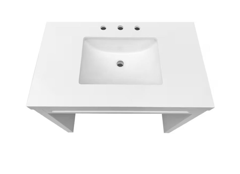 Glacier Bay Hartney ADA 35.4 inch W x 21 inch D x 34 inch H Vanity in White with Engineered Top/Ceramic Sink (New)