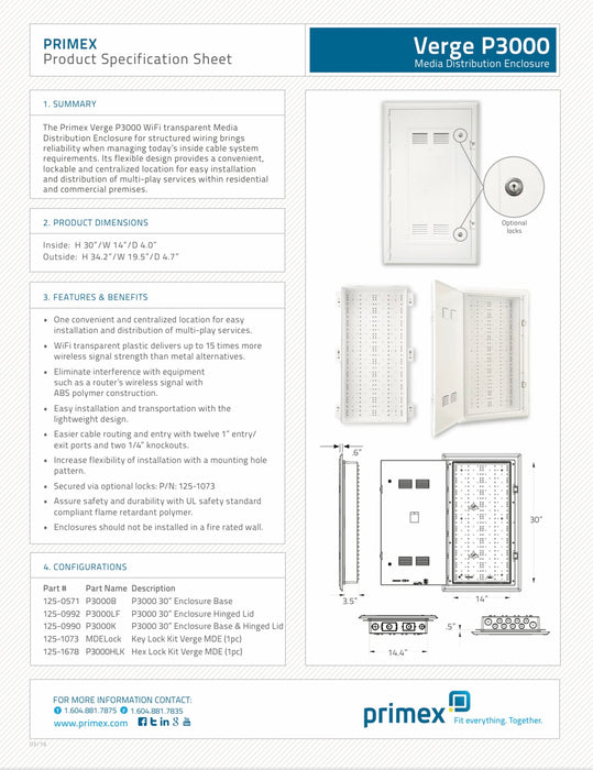 Primex P3000B Transparent ABS Polymer Plastic Enclosure Base (new)