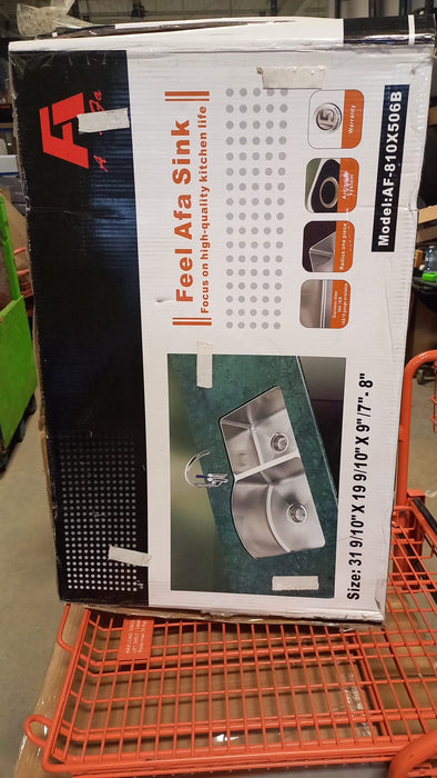 Acritec 32 x 20 Stainless Steel Undermount Double Bowl Kitchen Sink With Small Radius Corners (New)