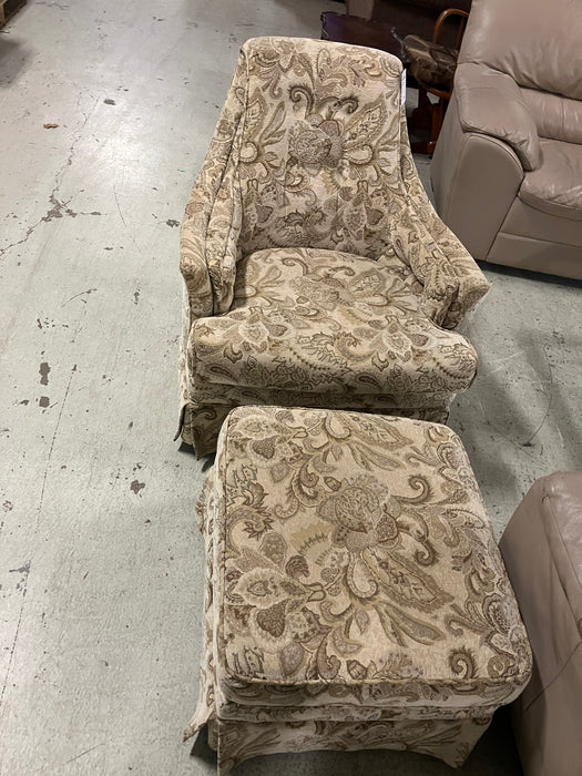 Cream Chair with Ottoman