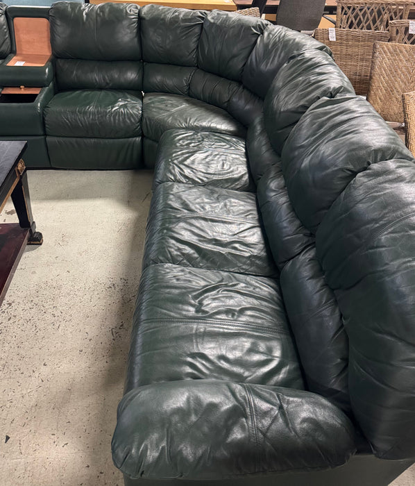 Green Leather Sectional (used)