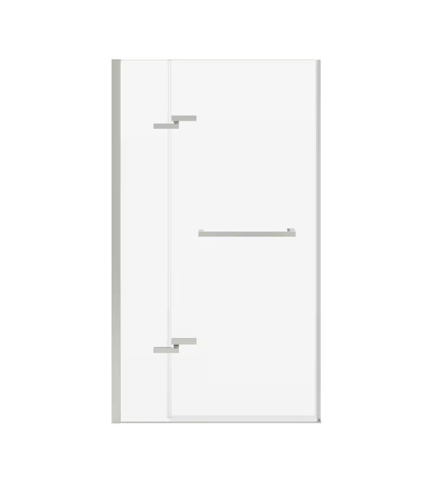 MAAX Reveal Sleek 38 to 41 in. W x 71.5 in. H Frameless Reversible Pivot Shower Door in Brushed Nickel with 8mm Clear Tempered Glass (New)