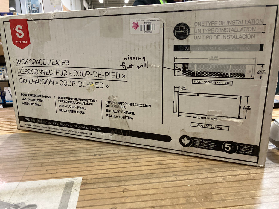 STELPRO SKS Kick Space Heater White 500/375-1000/750W 240/208V