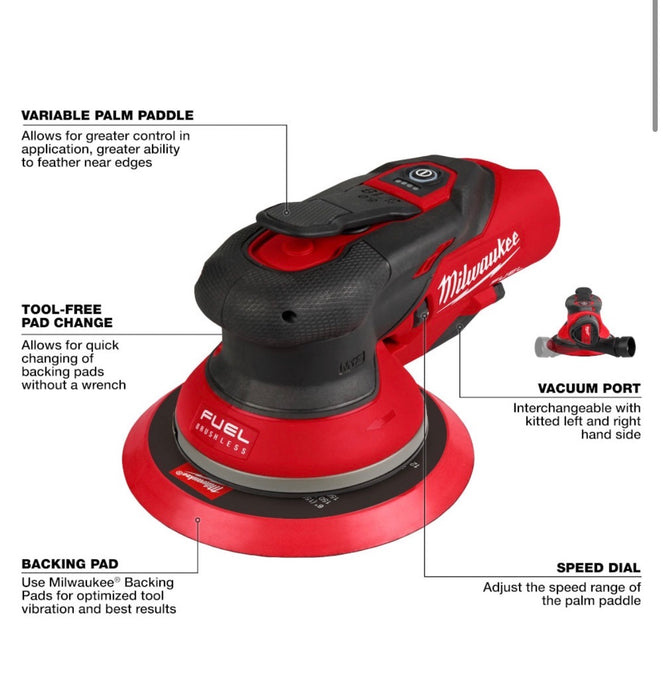 Milwaukee Tool M12 FUEL 12V Lithium-Ion Brushless Cordless 6 in. Random Orbital Sander 3/32 in. (Tool-Only) (new)