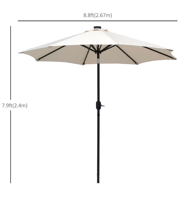 Outsunny 9FT Patio Umbrella Outdoor Sunshades Solar Powered W/ Tilt & LED Lights Market (new)