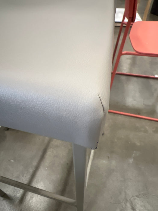 Grey Faux Leather and Metal Stool