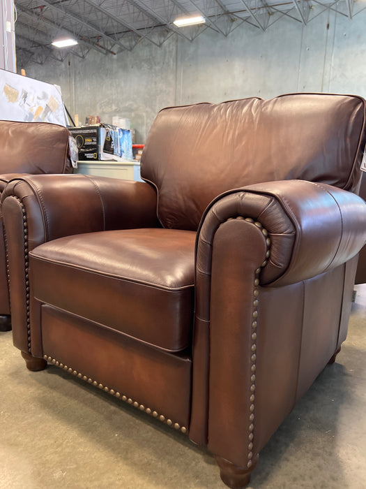 Leather Rolled Arm Studded Club Chairs (new)