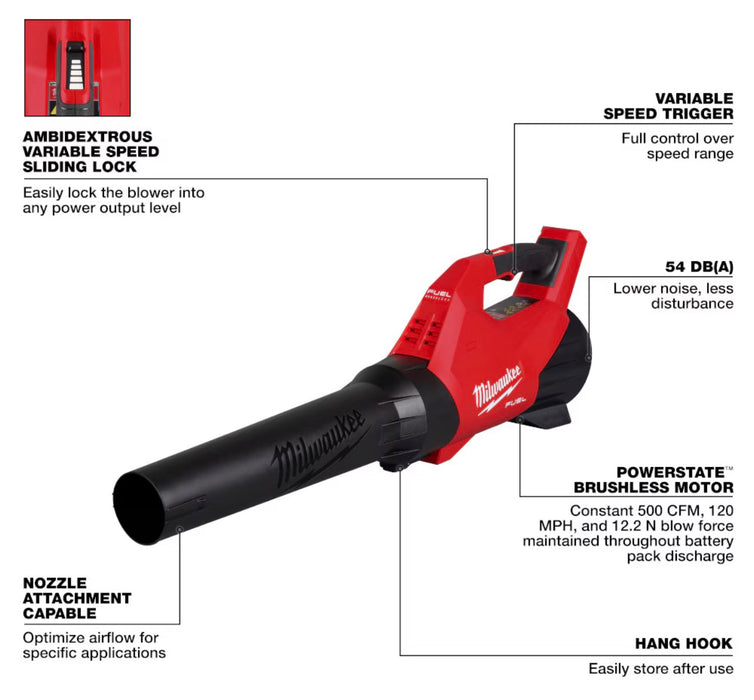 Milwaukee Tool M18 FUEL 120 MPH 500 CFM 18V Lithium-Ion Brushless Cordless Handheld Blower (Tool-Only)