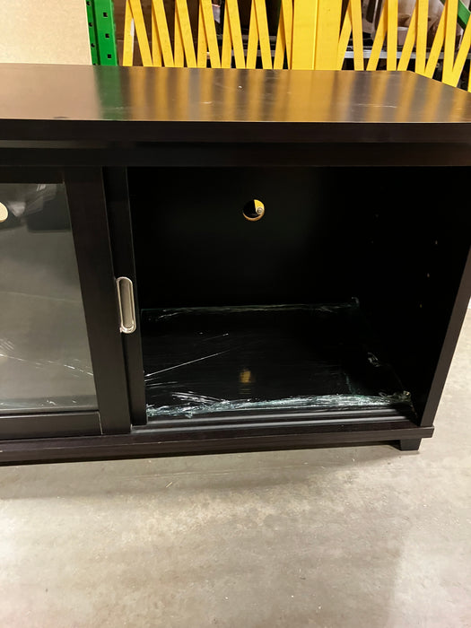 Wood Tv Stand With Sliding Glass Doors (Used)