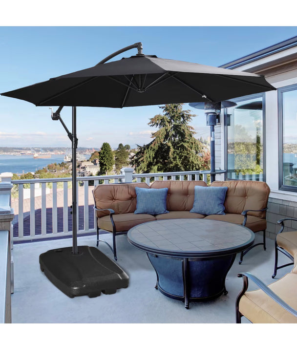 Outsunny Cantilever Offset Umbrella Base Stand with Wheels, Black (new)