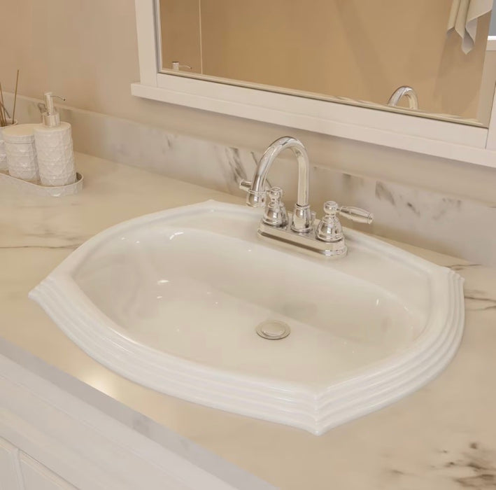 Regent Oval Drop-In Bathroom Sink in White (new)