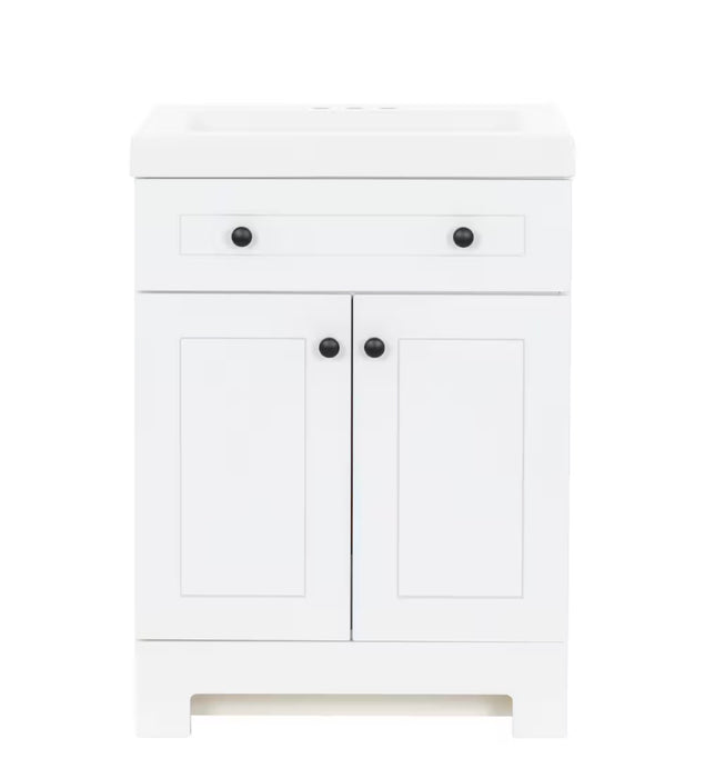Everdean 24-inch W Bathroom Vanity in White with Cultured Marble Sink Top (new)