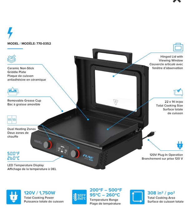 22in Electric Tabletop Griddle Black (new)