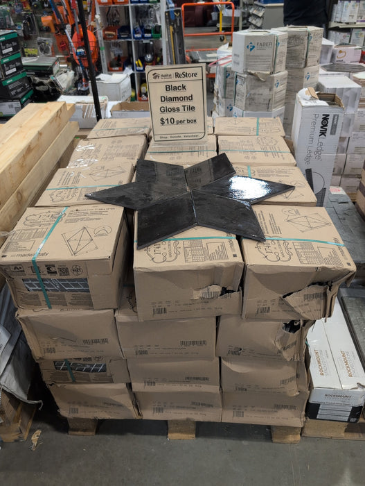 Diamond Glossy Black Porcelain Wall Tile (new)