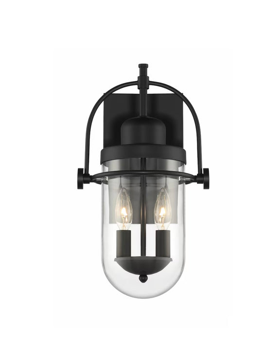 GlucksteinElements Lowell 2-Light 16.5-inch Height Outdoor Industrial Wall Sconce in Black (new)