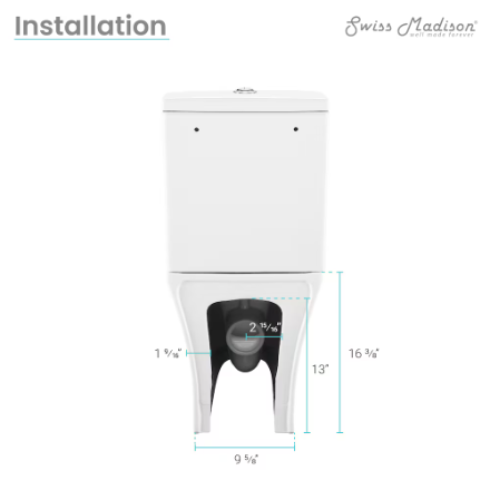 Swiss Madison Calice 1.1/1.6 GPF Two-Piece Elongated Rear Outlet Toilet Dual-Flush in White (New)