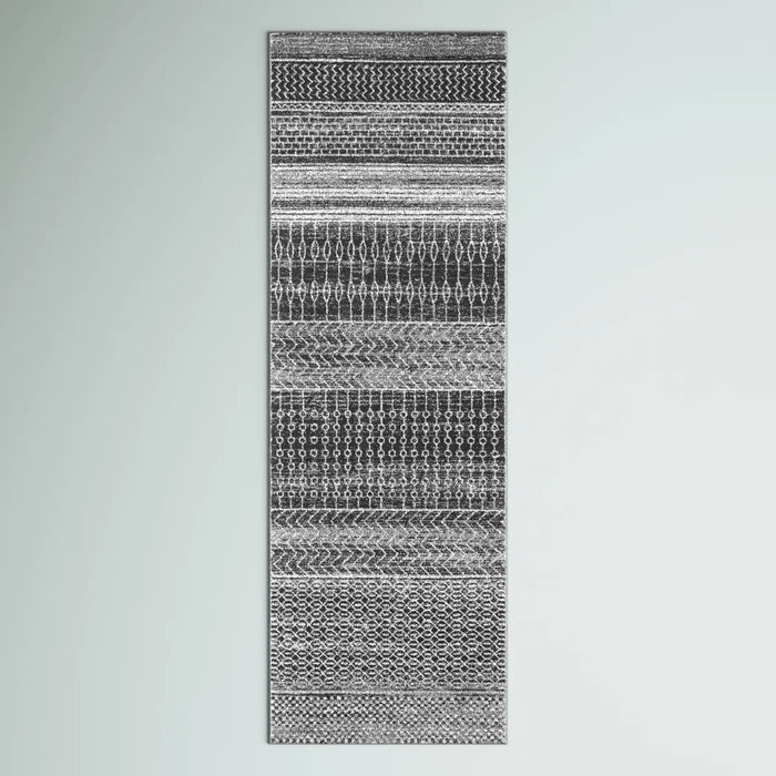 Canizales Striped Area Rug for Living Room Bedroom Dining Room Kitchen, Dark Grey Ivory - Rug Size Runner 2'6" x 12' (NEW)