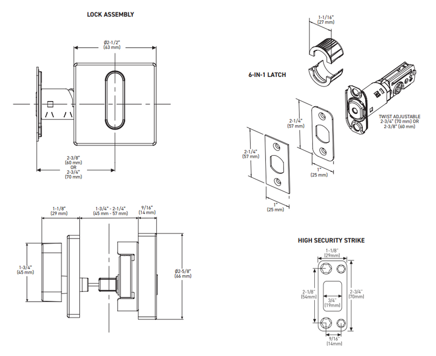 Black Square Single Cylinder Deadbolt