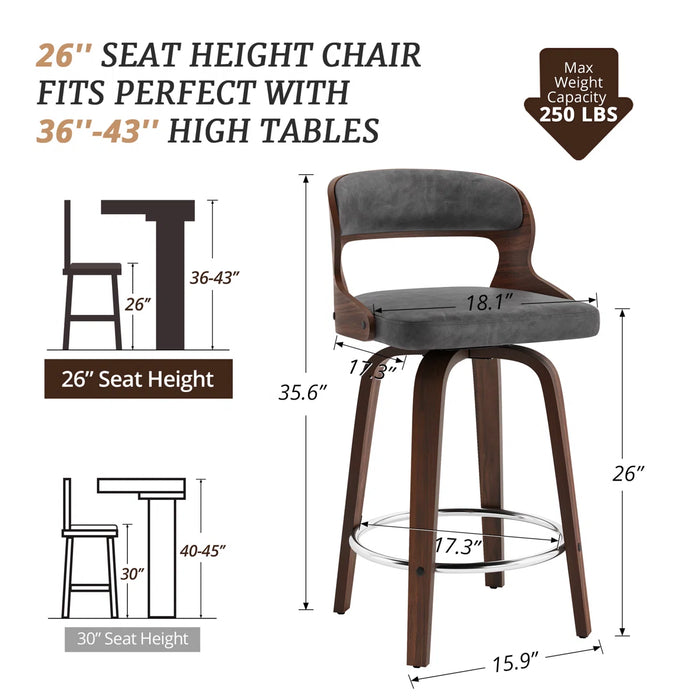 Carylon Swivel 26" Counter Stools - Upholstery Gray - 2BLYB-042-04