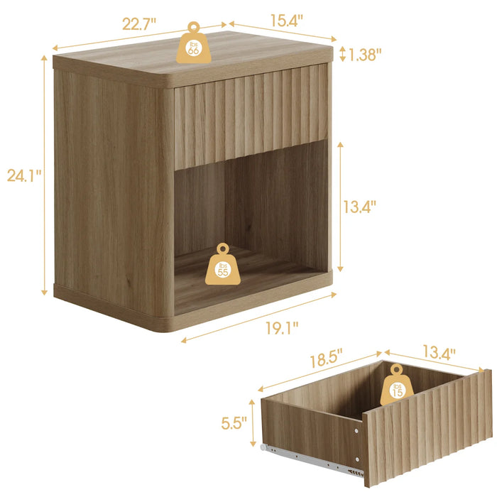 Cesiro 1 - Drawer Nightstand - Colour Natural Oak - ND010A2XLTY0754-1W