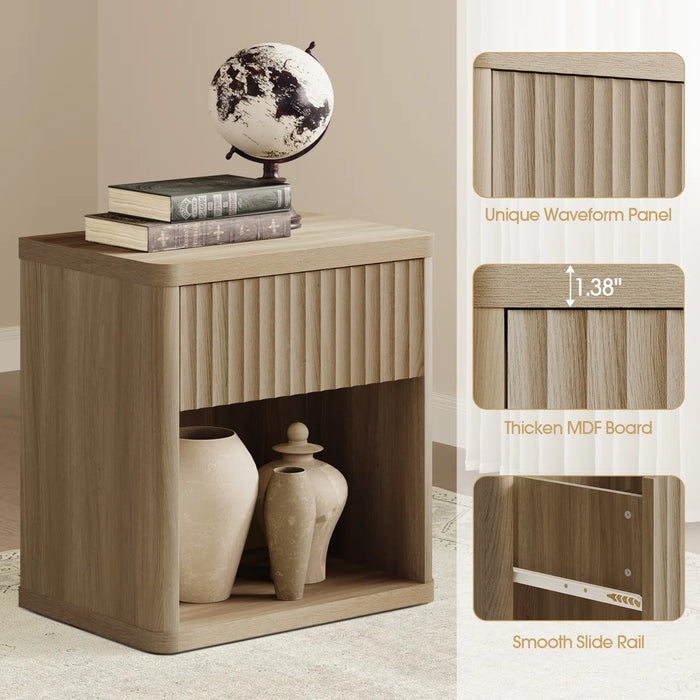 Cesiro 1 - Drawer Nightstand - Colour Natural Oak - ND010A2XLTY0754-1W