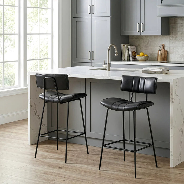 Palgrave Bar Stool with Black Metal Legs (Set of 2)