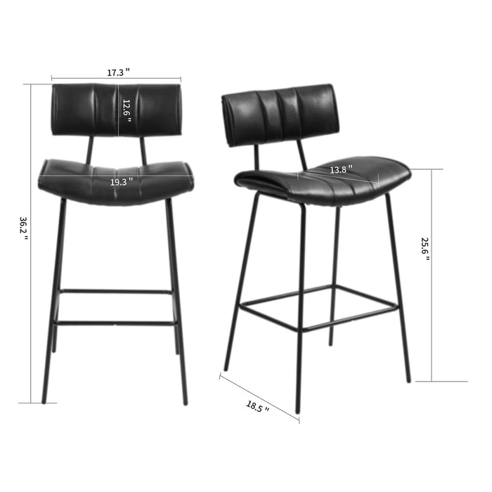 Palgrave Bar Stool with Black Metal Legs (Set of 2)