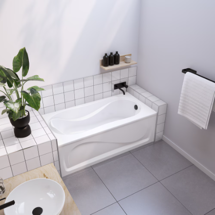 MAAX Cocoon 60L x 30W x 21H Acrylic Rectangular Alcove Bathtub, Right Drain, in White with 12-inch Soaking Depth (New)