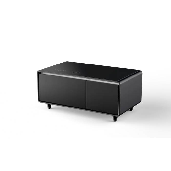 Cherubino Coffee Table with Fridge Cabinet and Bluetooth Stereo with Sockets and Ambient Lighting - Table Base Colour Black - PARTY TIME CT BLACK