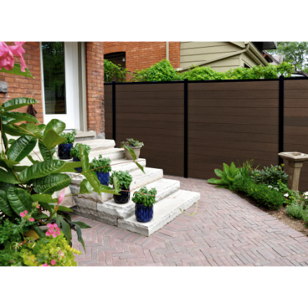 Creative Surfaces® 6' Composite Fence Series Aluminum Surface Mount Fence Post with Surface Mount Base Black (New)