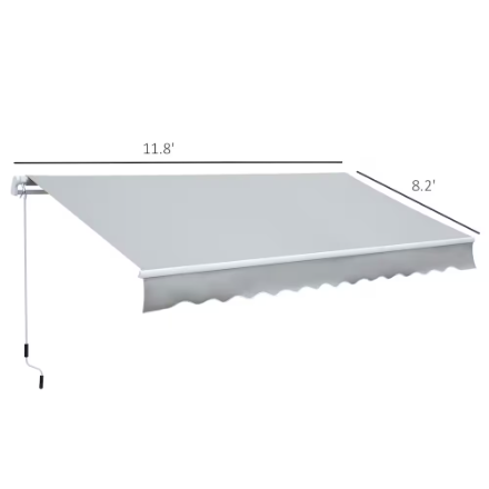 Outsunny Manual Retractable Patio Awning Sun Shade Canopy w/ Crank Handle (new)