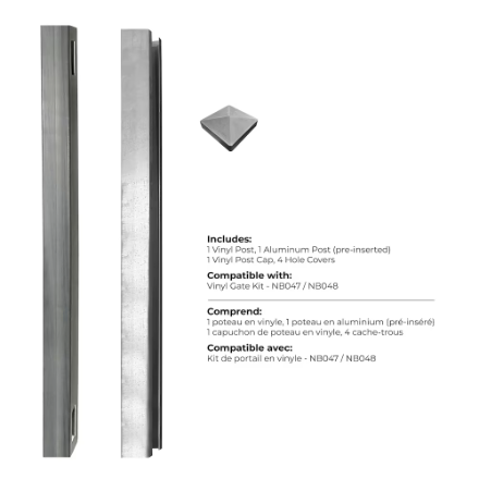 Creative Surfaces® 5" x 5" x 8' Vinyl Woodgrain Fence Post with Aluminum Insert Hazy Grey (New)