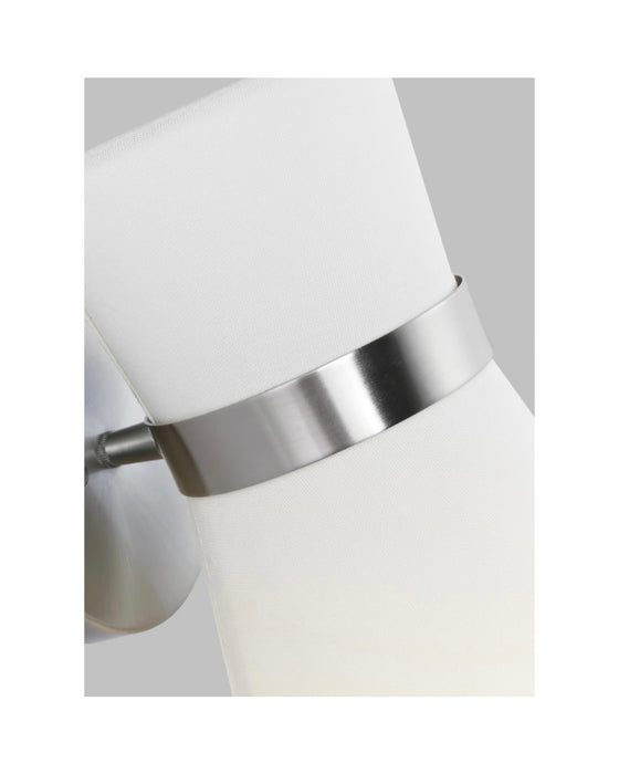 Generation Lighting Clark 7 in. 1-Light Brushed Nickel Wall Sconce With White Linen Shade (new)