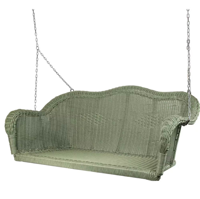 Northlight 50" Moss Green and Silver Resin Wicker Swing with Chain (new)