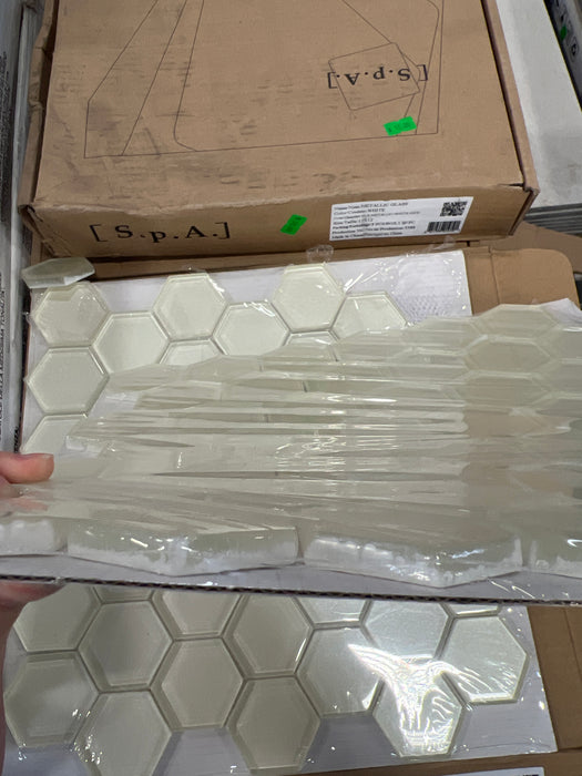 Cream White Glass Hex Backsplash Tile (new)